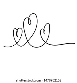 Continuous Line Drawing Love Sign Hearts Stock Vector (Royalty Free ...