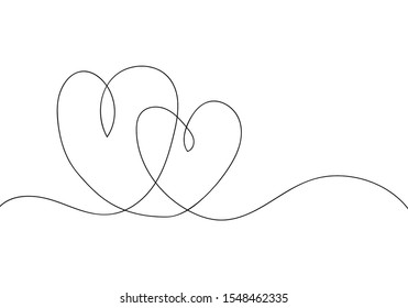 Continuous Line Drawing Love Sign Two Stock Vector Royalty Free Shutterstock