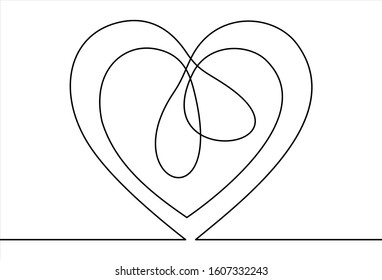 Continuous line drawing of love sign with two hearts.vector minimalist illustration of love concept