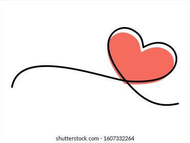 Continuous line drawing of love sign with two hearts.vector minimalist illustration of love concept