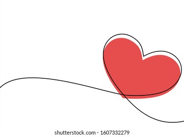 Continuous line drawing of love sign with two hearts.vector minimalist illustration of love concept