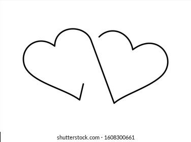 Continuous Line Drawing Love Sign Two Stock Vector (Royalty Free ...