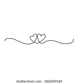 El dibujo continuo de la línea de la señal de amor o la relación con dos corazones abrazan el diseño minimalista con fondo blanco. Pasos 10