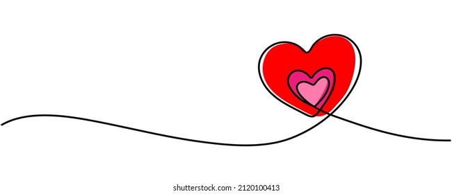 Continuous line drawing of love sign with two hearts embracing simple design on white background.