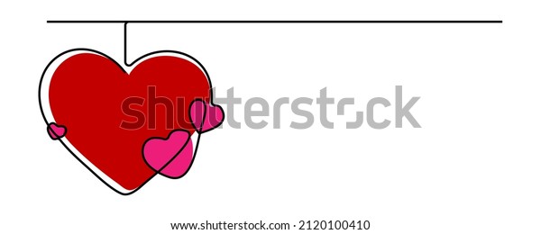 Continuous line drawing of love sign\
with two hearts embracing simple design on white\
background.