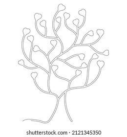Continuous line drawing Love Tree. Hand drawn vector illustration on white background.