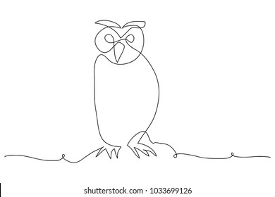continuous line drawing of lovely owl vector illustration
