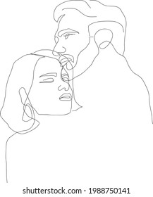 dibujo de línea continua de pareja amorosa, ilustración vectorial
