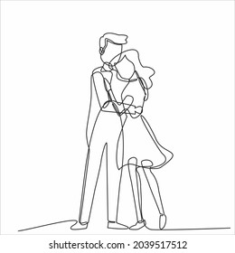 
continuous line drawing of loving couple