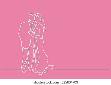 continuous line drawing of loving couple