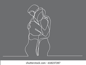 continuous line drawing of loving couple