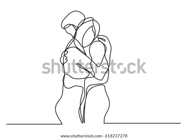 Continuous Line Drawing Loving Couple Stock Vector (Royalty Free) 618237278
