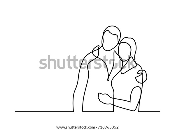 Continuous Line Drawing Loving Couple Vector Stock Vector (Royalty Free ...