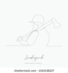 continuous line drawing. lumberjack. simple vector illustration. lumberjack concept hand drawing sketch line.
