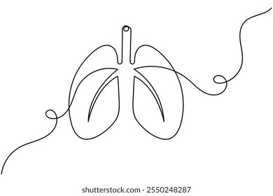 Desenho de linha contínua do pulmão uma ilustração de vetor plano isolado de arte de linha