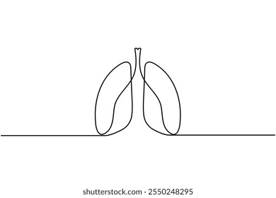 Continuous line drawing of lung one line art isolated flat vector illustration