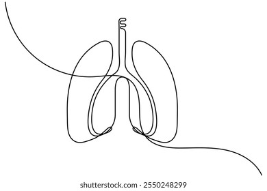 Desenho de linha contínua do pulmão uma ilustração de vetor plano isolado de arte de linha
