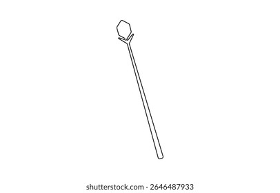 continuous line drawing of magic wand with star head.one line drawing of magic wand for carnival event, isolated white background, Magic Wand Icon Flat Design, minimal.