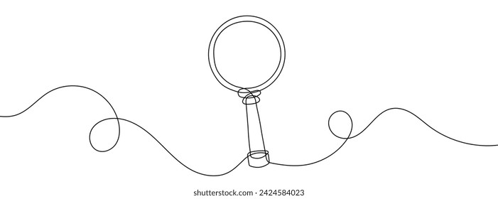 Continuous line drawing of magnifier. One line drawing background. Vector illustration. Single line magnifying glass icon.