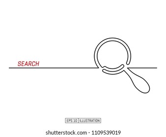 Continuous line drawing magnifying glass  Search symbol  Template for your design  Vector illustration 