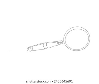 Continuous line drawing of magnifying  glass. One line of magnifying  glass. Magnifier continuous line art. Editable outline.