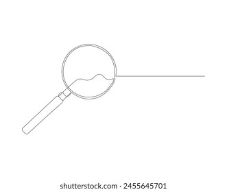 Continuous line drawing of magnifying  glass. One line of magnifying  glass. Magnifier continuous line art. Editable outline.