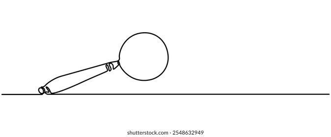  Continuous line drawing of magnifying glass. One line of magnifying glass. Magnifier continuous line art. Editable outline. Magnifying glass in one continuous line drawing. Concept of Business