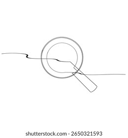 Continuous line drawing of magnifying glass. One line of magnifying glass. Magnifier continuous line art. Editable outline