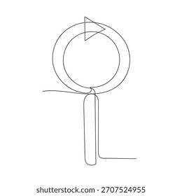 Dibujo de línea continua Lupa y símbolo de icono de cursor de flecha para la búsqueda de ilustración en la línea de contorno