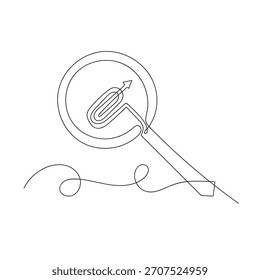 Dibujo de línea continua Lupa y símbolo de icono de cursor de flecha para la búsqueda de ilustración en la línea de contorno