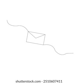 Continuous line drawing of mail on a white background