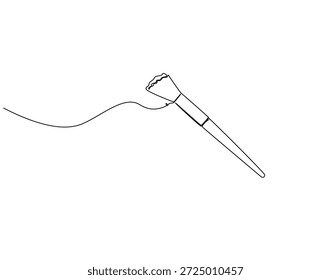 Kontinuierliche Linienzeichnung der Make-up-Bürste. Einzeilige Illustration einer Bürste zum Schminken. Make-up-Tool-Konzept. Bearbeitbare Gliederung
