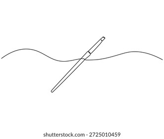 Continuous line drawing of makeup brush. Single line illustration of brush for makeup. Makeup tool concept. Editable outline
