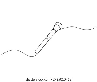 Continuous line drawing of makeup brush. Single line illustration of brush for makeup. Makeup tool concept. Editable outline
