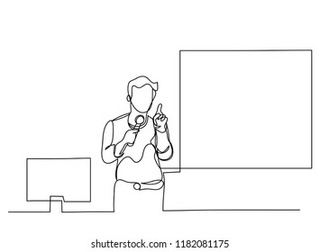 continuous line drawing of a male businessman presentation during team meeting
Business Marketing Ideas Vector illustrations