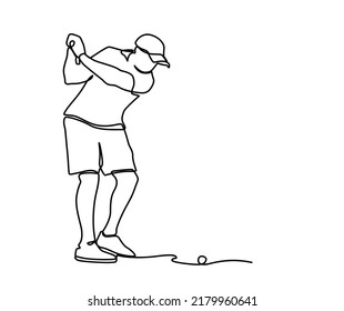 Continuous Line Drawing Male Golfers Playing Stock Vector (Royalty Free ...