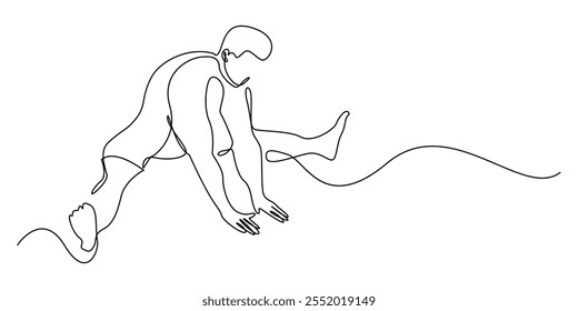 continuous line drawing of male Kegel exercises.one line drawing of man doing kegel exercises.simple single line vector illustration.isolated white background