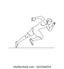 continuous line drawing male running atlhete  Vector illustration