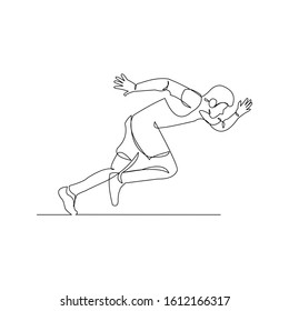 continuous line drawing of male running atlhete. Vector illustration