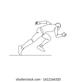 continuous line drawing of male running atlhete. Vector illustration