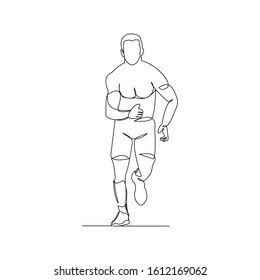 continuous line drawing of male strong muscular running atlhete. Vector illustration