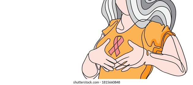 continuous line drawing Mammogram concept,woman and line art design.