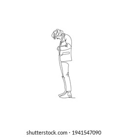 Continuous line drawing man. Abstract minimal man portrait. Contemporary portrait