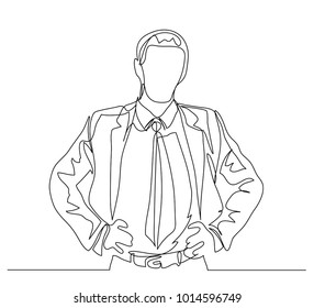 Continuous line drawing. Man in a business suit. Businessman. Vector illustration