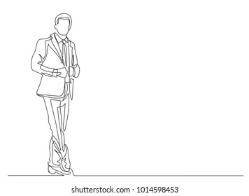 Continuous line drawing. Man in a business suit. Businessman. Vector illustration