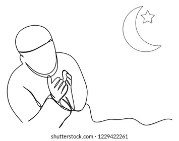 Continuous line drawing of Man chanting Islamic prayers
Simple lines Vector illustrations