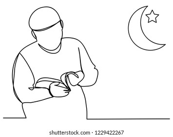 Continuous line drawing of Man chanting Islamic prayers
Simple lines Vector illustrations