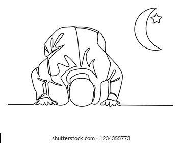 Continuous line drawing of Man chanting Islamic prayers
Simple lines Vector illustrations