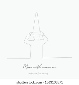continuous line drawing. man with cone on his head. simple vector illustration. man with cone on his head concept hand drawing sketch line.