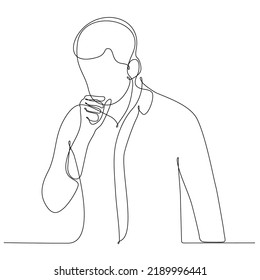 Continuous Line Drawing Man Coughing Because Stock Vector (Royalty Free ...